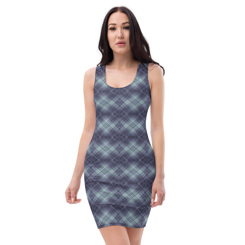 Recursia Argyle Rewired I Pencil Dress In Blue L Recursia Argyle Rewired I Pencil Dress In Blue L