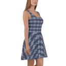 Product name: Recursia Argyle Rewired I Skater Dress In Blue. Keywords: Print: Argyle Rewired, Clothing, Skater Dress, Women's Clothing