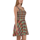 Product name: Recursia Argyle Rewired I Skater Dress. Keywords: Print: Argyle Rewired, Clothing, Skater Dress, Women's Clothing