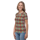Product name: Recursia Argyle Rewired I Women's Crew Neck T-Shirt. Keywords: Print: Argyle Rewired, Clothing, Women's Clothing, Women's Crew Neck T-Shirt