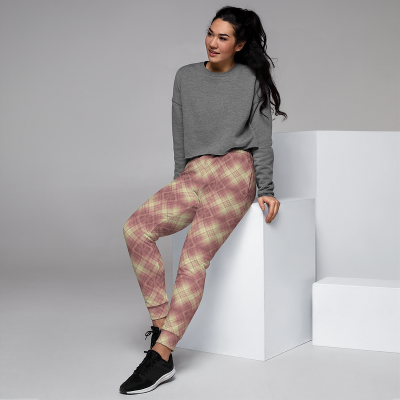 Product name: Recursia Argyle Rewired I Women's Joggers In Pink. Keywords: Print: Argyle Rewired, Athlesisure Wear, Clothing, Women's Bottoms, Women's Joggers