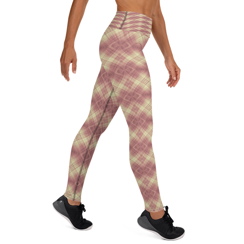 Product name: Recursia Argyle Rewired I Yoga Leggings In Pink. Keywords: Print: Argyle Rewired, Athlesisure Wear, Clothing, Women's Clothing, Yoga Leggings