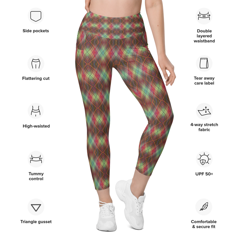 Product name: Recursia Argyle Rewired Leggings With Pockets. Keywords: Print: Argyle Rewired, Athlesisure Wear, Clothing, Leggings with Pockets, Women's Clothing