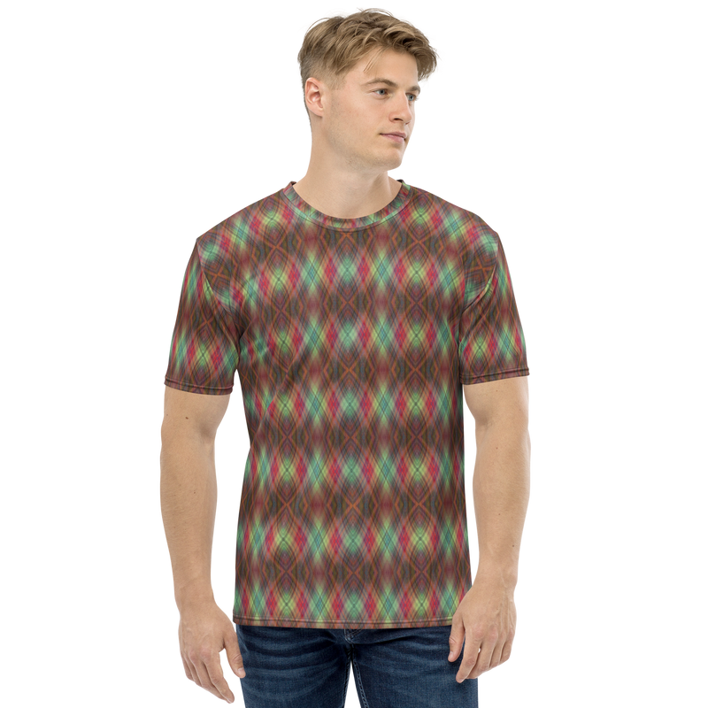 Product name: Recursia Argyle Rewired II Men's Crew Neck T-Shirt. Keywords: Print: Argyle Rewired, Clothing, Men's Clothing, Men's Crew Neck T-Shirt, Men's Tops