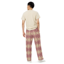 Product name: Recursia Argyle Rewired Men's Wide Leg Pants In Pink. Keywords: Print: Argyle Rewired, Men's Clothing, Men's Wide Leg Pants