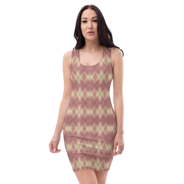 Product name: Recursia Argyle Rewired II Pencil Dress In Pink. Keywords: Print: Argyle Rewired, Clothing, Pencil Dress, Women's Clothing