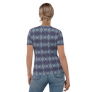 Product name: Recursia Argyle Rewired II Women's Crew Neck T-Shirt In Blue. Keywords: Print: Argyle Rewired, Clothing, Women's Clothing, Women's Crew Neck T-Shirt