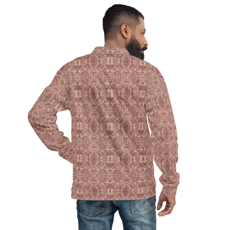 Product name: Recursia Bohemian Dream Men's Bomber Jacket In Pink. Keywords: Print: Bohemian Dream, Clothing, Men's Bomber Jacket, Men's Clothing, Men's Tops