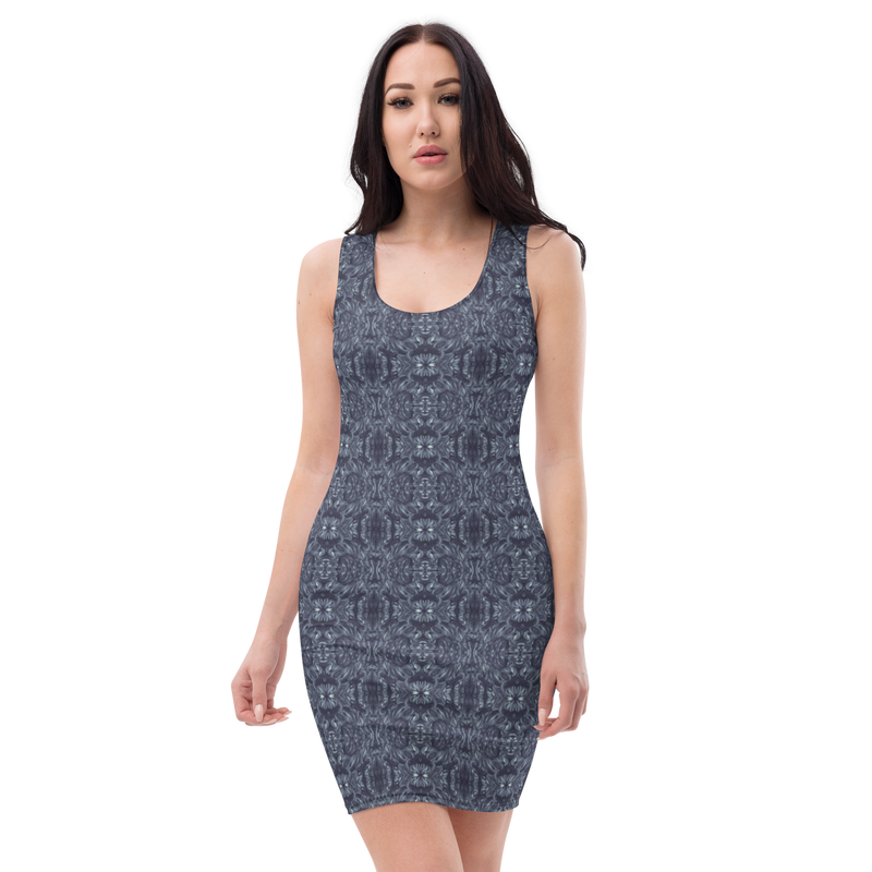 Recursia Bohemian Dream Pencil Dress In Blue XL Recursia Bohemian Dream Pencil Dress In Blue XL