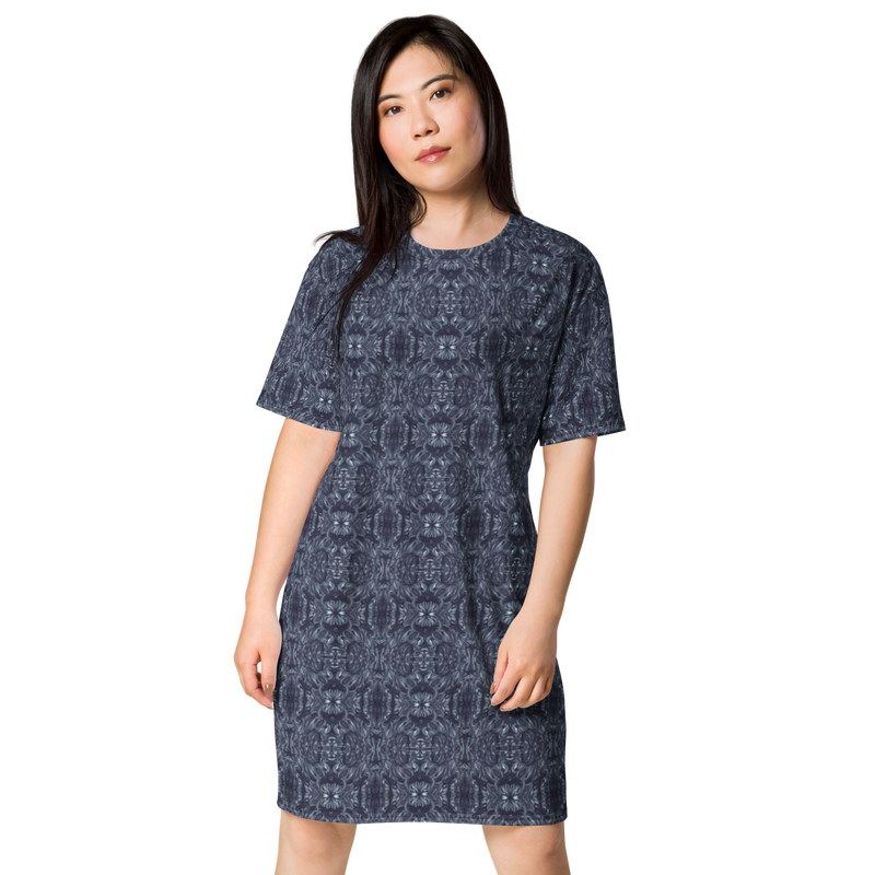 Product name: Recursia Bohemian Dream T-Shirt Dress In Blue. Keywords: Print: Bohemian Dream, Clothing, T-Shirt Dress, Women's Clothing