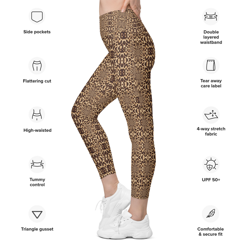 Product name: Recursia Contemplative Jaguar II Leggings With Pockets. Keywords: Athlesisure Wear, Clothing, Print: Contemplative Jaguar, Leggings with Pockets, Women's Clothing