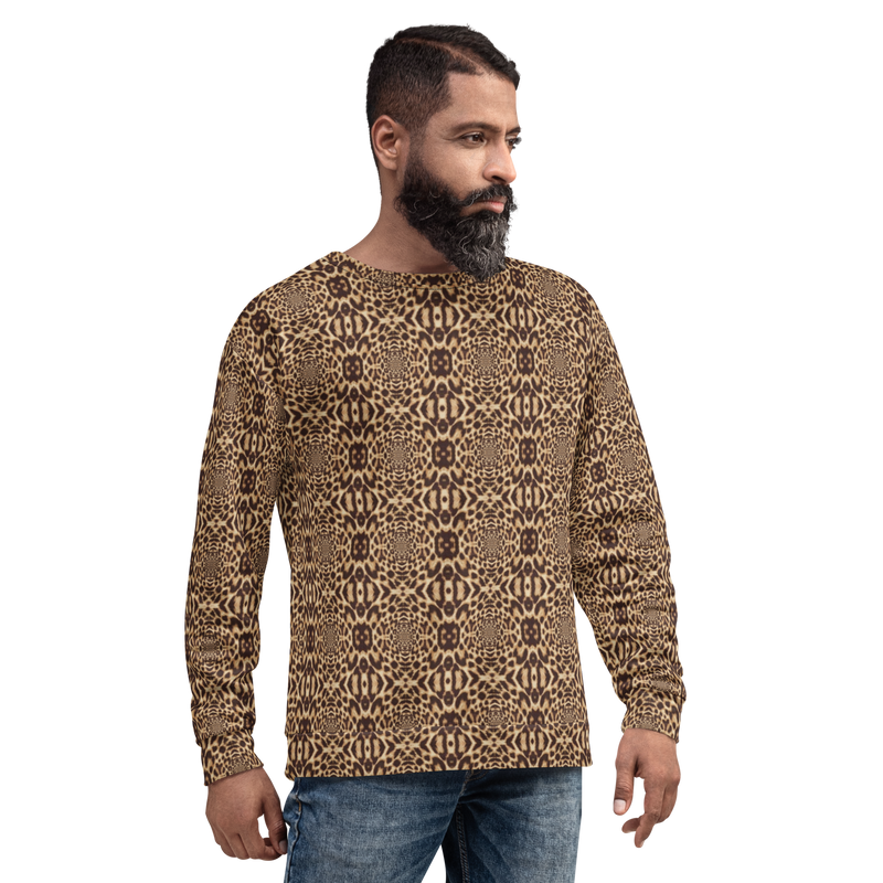 Product name: Recursia Contemplative Jaguar Men's Sweatshirt. Keywords: Athlesisure Wear, Clothing, Print: Contemplative Jaguar, Men's Athlesisure, Men's Clothing, Men's Sweatshirt, Men's Tops