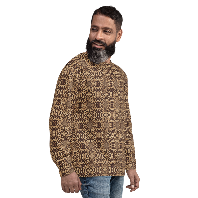 Product name: Recursia Contemplative Jaguar Men's Sweatshirt. Keywords: Athlesisure Wear, Clothing, Print: Contemplative Jaguar, Men's Athlesisure, Men's Clothing, Men's Sweatshirt, Men's Tops