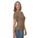 Product name: Recursia Contemplative Jaguar Women's Crew Neck T-Shirt. Keywords: Clothing, Print: Contemplative Jaguar, Women's Clothing, Women's Crew Neck T-Shirt