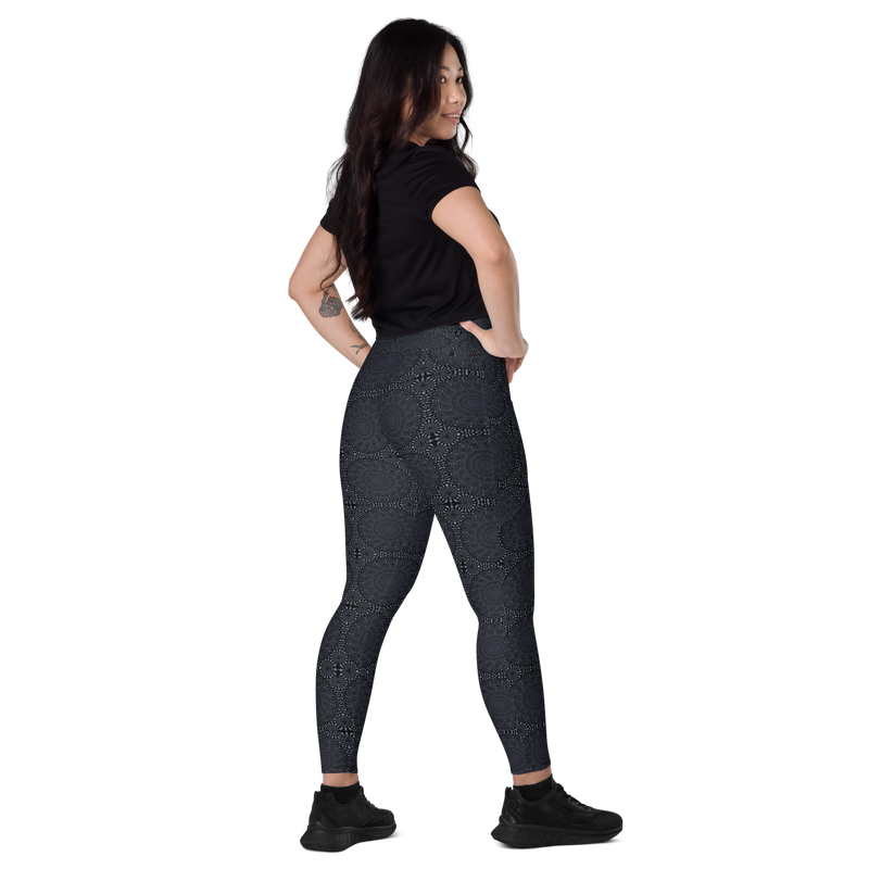 Product name: Recursia Desert Dream Leggings With Pockets In Blue. Keywords: Athlesisure Wear, Clothing, Print: Desert Dream, Leggings with Pockets, Women's Clothing