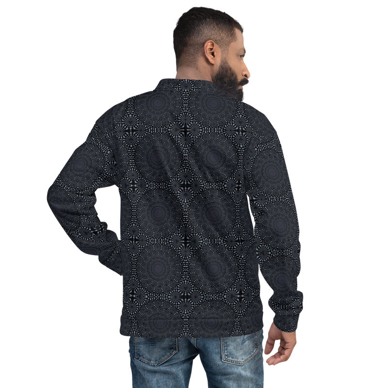 Product name: Recursia Desert Dream Men's Bomber Jacket In Blue. Keywords: Clothing, Print: Desert Dream, Men's Bomber Jacket, Men's Clothing, Men's Tops