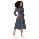 Product name: Recursia Fabrique Unknown II Long Sleeve Midi Dress In Blue. Keywords: Clothing, Print: Fabrique Unknown, Long Sleeve Midi Dress, Women's Clothing