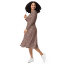 Product name: Recursia Fabrique Unknown II Long Sleeve Midi Dress In Pink. Keywords: Clothing, Print: Fabrique Unknown, Long Sleeve Midi Dress, Women's Clothing
