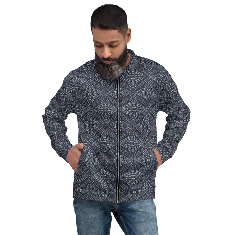 Product name: Recursia Fabrique Unknown Men's Bomber Jacket In Blue. Keywords: Clothing, Print: Fabrique Unknown, Men's Bomber Jacket, Men's Clothing, Men's Tops