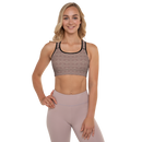 Product name: Recursia Fabrique Unknown Padded Sports Bra In Pink. Keywords: Athlesisure Wear, Clothing, Print: Fabrique Unknown, Padded Sports Bra, Women's Clothing