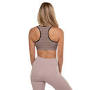 Product name: Recursia Fabrique Unknown Padded Sports Bra In Pink. Keywords: Athlesisure Wear, Clothing, Print: Fabrique Unknown, Padded Sports Bra, Women's Clothing