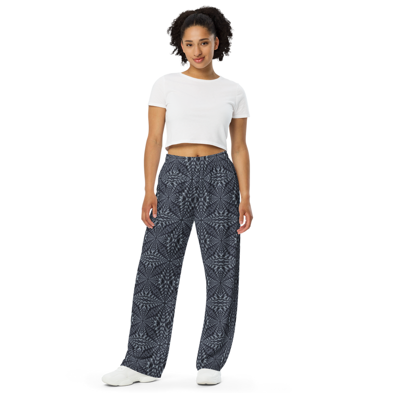 Product name: Recursia Fabrique Unknown II Women's Wide Leg Pants In Blue. Keywords: Print: Fabrique Unknown, Women's Wide Leg Pants