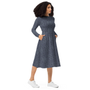 Product name: Recursia Fabrique Unknown I Long Sleeve Midi Dress In Blue. Keywords: Clothing, Print: Fabrique Unknown, Long Sleeve Midi Dress, Women's Clothing