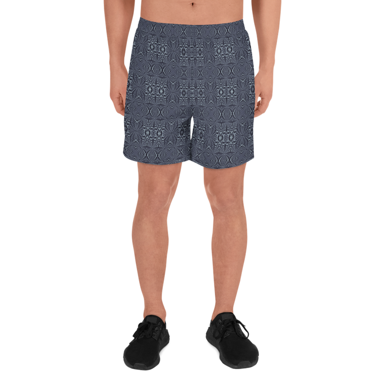 Product name: Recursia Fabrique Unknown I Men's Athletic Shorts In Blue. Keywords: Athlesisure Wear, Clothing, Print: Fabrique Unknown, Men's Athlesisure, Men's Athletic Shorts, Men's Clothing