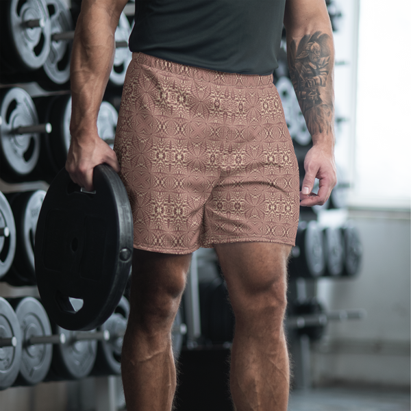 Product name: Recursia Fabrique Unknown I Men's Athletic Shorts In Pink. Keywords: Athlesisure Wear, Clothing, Print: Fabrique Unknown, Men's Athlesisure, Men's Athletic Shorts, Men's Clothing
