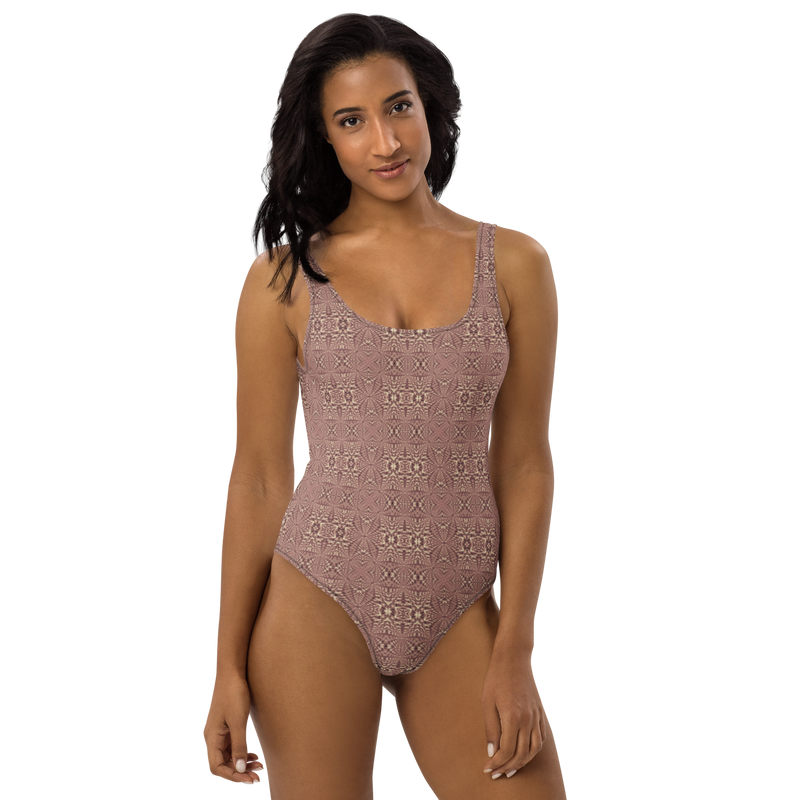 Product name: Recursia Fabrique Unknown I One Piece Swimsuit In Pink. Keywords: Clothing, Print: Fabrique Unknown, One Piece Swimsuit, Swimwear, Unisex Clothing