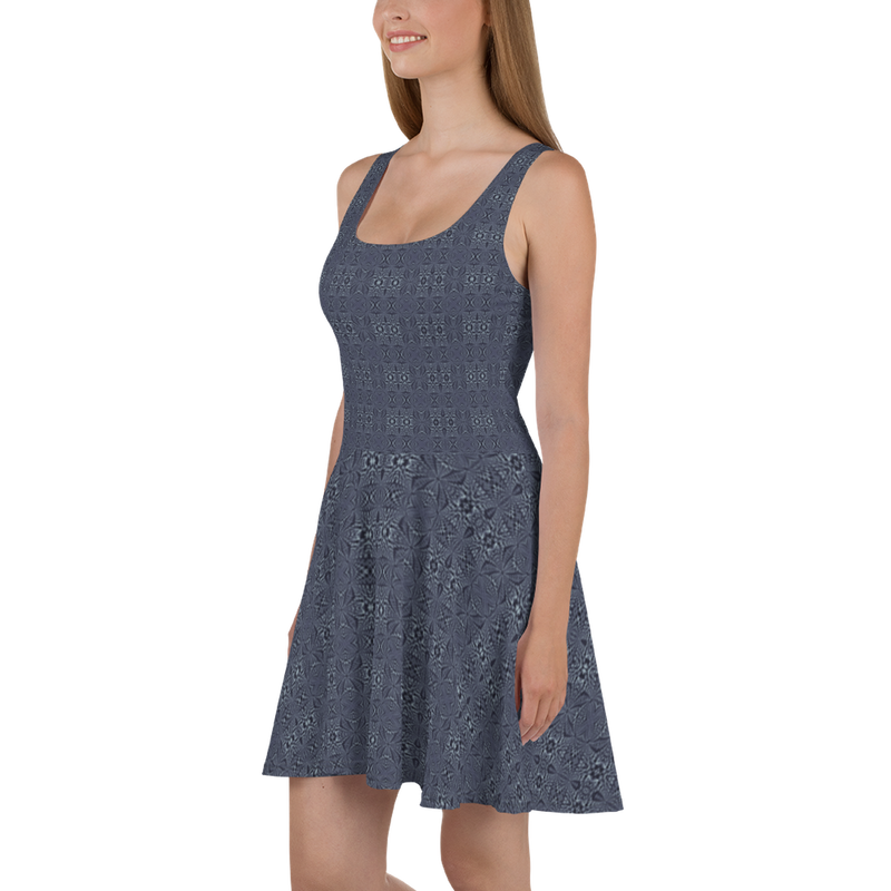 Product name: Recursia Fabrique Unknown I Skater Dress In Blue. Keywords: Clothing, Print: Fabrique Unknown, Skater Dress, Women's Clothing
