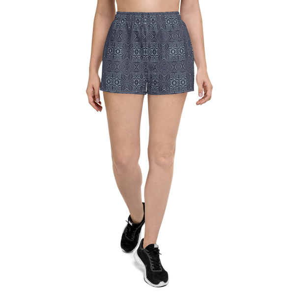 Product name: Recursia Fabrique Unknown I Women's Athletic Short Shorts In Blue. Keywords: Athlesisure Wear, Clothing, Print: Fabrique Unknown, Men's Athletic Shorts
