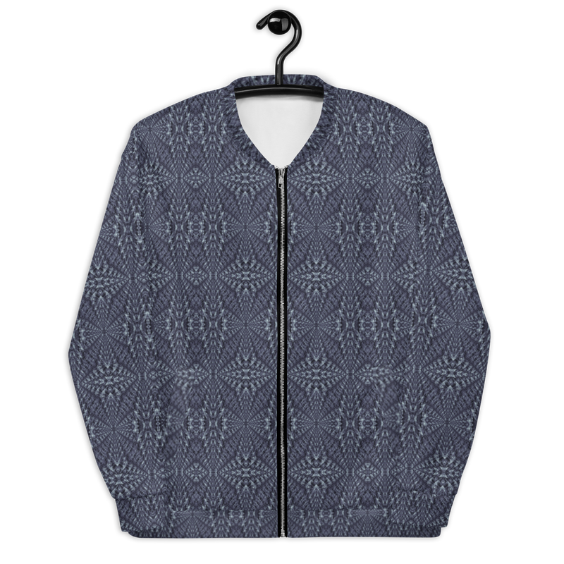 Product name: Recursia Fabrique Unknown II Men's Bomber Jacket In Blue. Keywords: Clothing, Print: Fabrique Unknown, Men's Bomber Jacket, Men's Clothing, Men's Tops