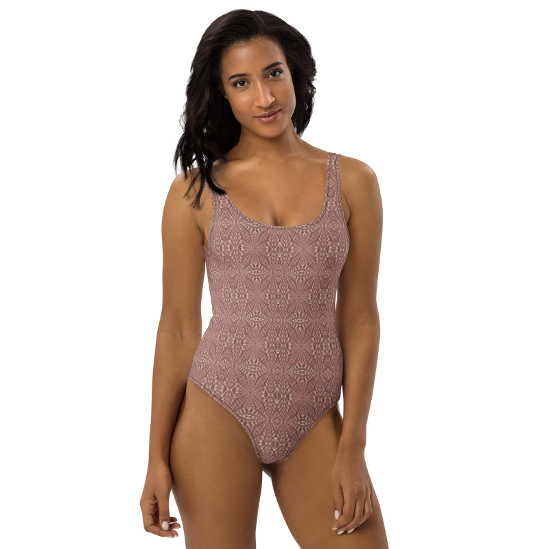Product name: Recursia Fabrique Unknown II One Piece Swimsuit In Pink. Keywords: Clothing, Print: Fabrique Unknown, One Piece Swimsuit, Swimwear, Unisex Clothing