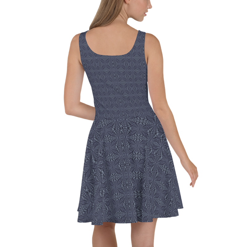 Product name: Recursia Fabrique Unknown II Skater Dress In Blue. Keywords: Clothing, Print: Fabrique Unknown, Skater Dress, Women's Clothing