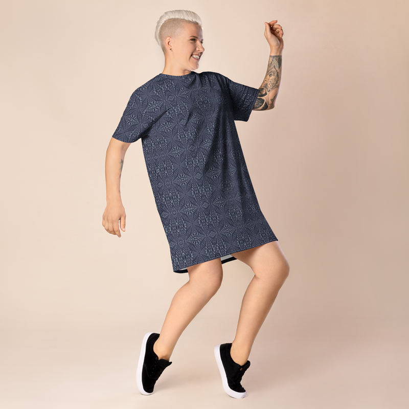 Product name: Recursia Fabrique Unknown T-Shirt Dress In Blue. Keywords: Clothing, Print: Fabrique Unknown, T-Shirt Dress, Women's Clothing