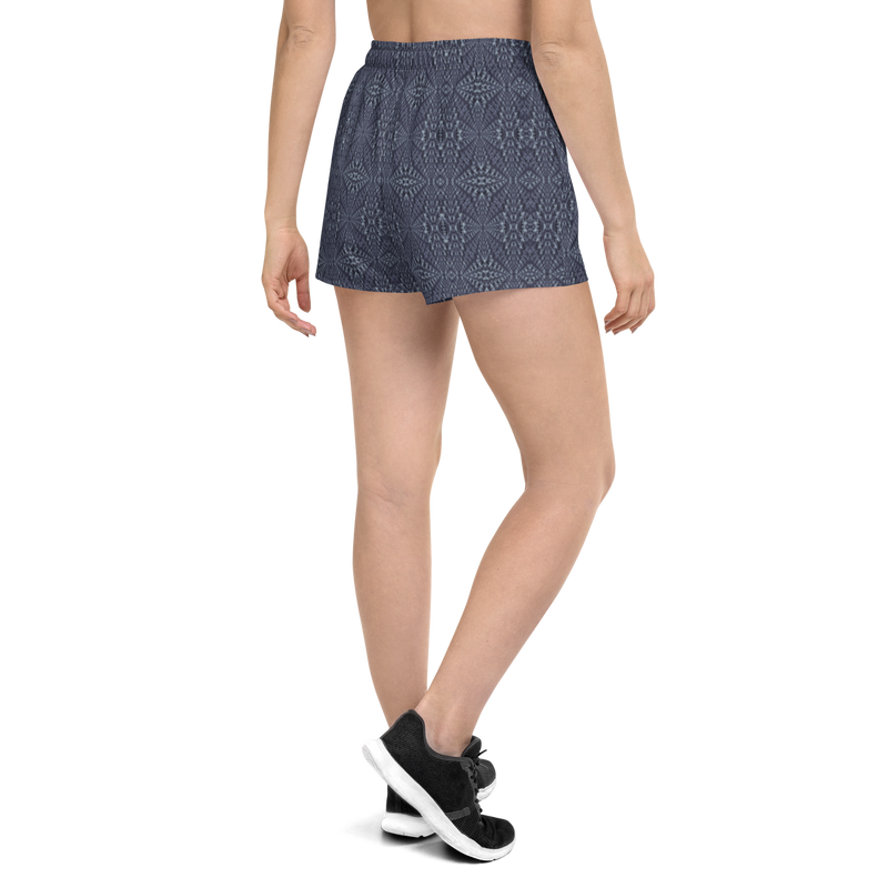 Product name: Recursia Fabrique Unknown II Women's Athletic Short Shorts In Blue. Keywords: Athlesisure Wear, Clothing, Print: Fabrique Unknown, Men's Athletic Shorts