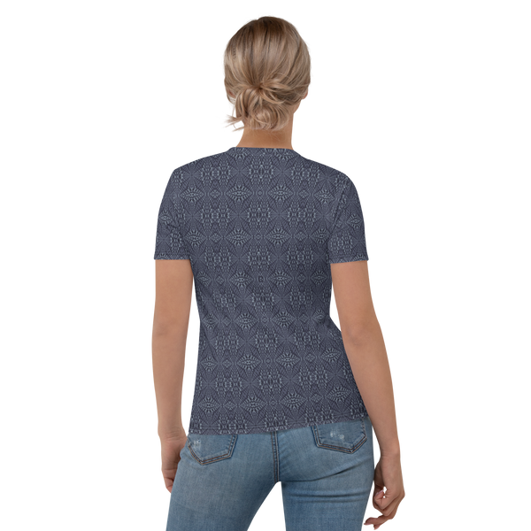 Product name: Recursia Fabrique Unknown II Women's Crew Neck T-Shirt In Blue. Keywords: Clothing, Print: Fabrique Unknown, Women's Clothing, Women's Crew Neck T-Shirt