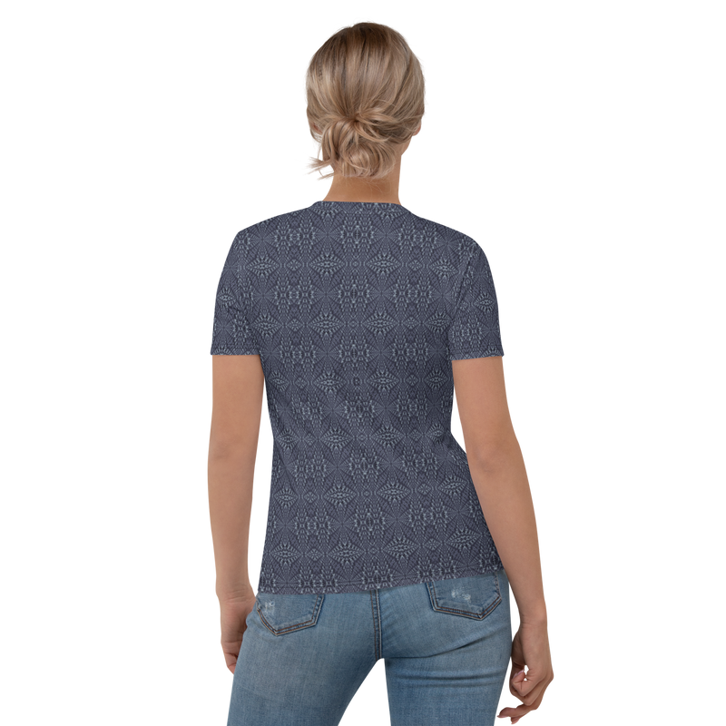 Product name: Recursia Fabrique Unknown II Women's Crew Neck T-Shirt In Blue. Keywords: Clothing, Print: Fabrique Unknown, Women's Clothing, Women's Crew Neck T-Shirt