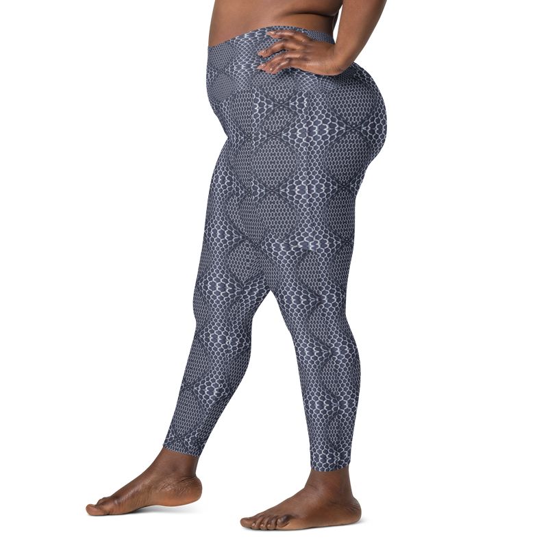 Product name: Recursia Illusions Game Leggings With Pockets In Blue. Keywords: Athlesisure Wear, Clothing, Leggings with Pockets, Women's Clothing, Print: llusions Game