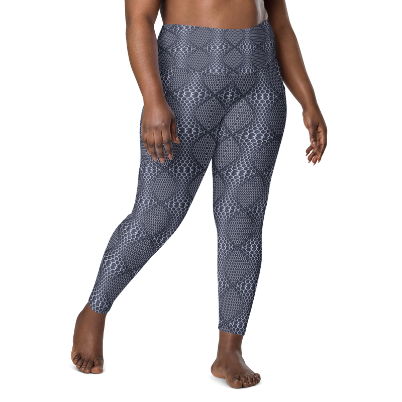 Product name: Recursia Illusions Game Leggings With Pockets In Blue. Keywords: Athlesisure Wear, Clothing, Leggings with Pockets, Women's Clothing, Print: llusions Game