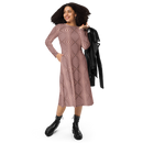 Product name: Recursia Illusions Game Long Sleeve Midi Dress In Pink. Keywords: Clothing, Long Sleeve Midi Dress, Women's Clothing, Print: llusions Game