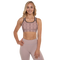 Product name: Recursia Illusions Game Padded Sports Bra In Pink. Keywords: Athlesisure Wear, Clothing, Padded Sports Bra, Women's Clothing, Print: llusions Game