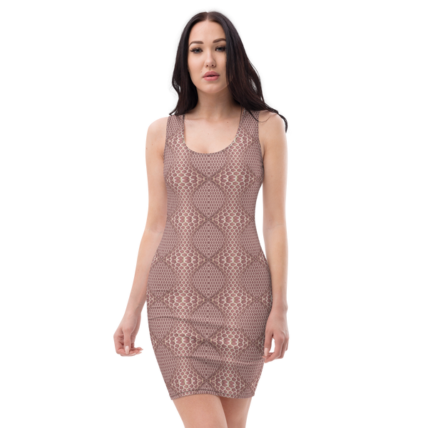 Product name: Recursia Illusions Game Pencil Dress In Pink. Keywords: Clothing, Pencil Dress, Women's Clothing, Print: llusions Game