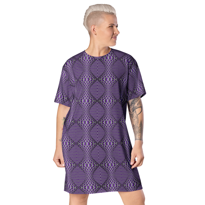 Product name: Recursia Illusions Game T-Shirt Dress. Keywords: Clothing, T-Shirt Dress, Women's Clothing, Print: llusions Game