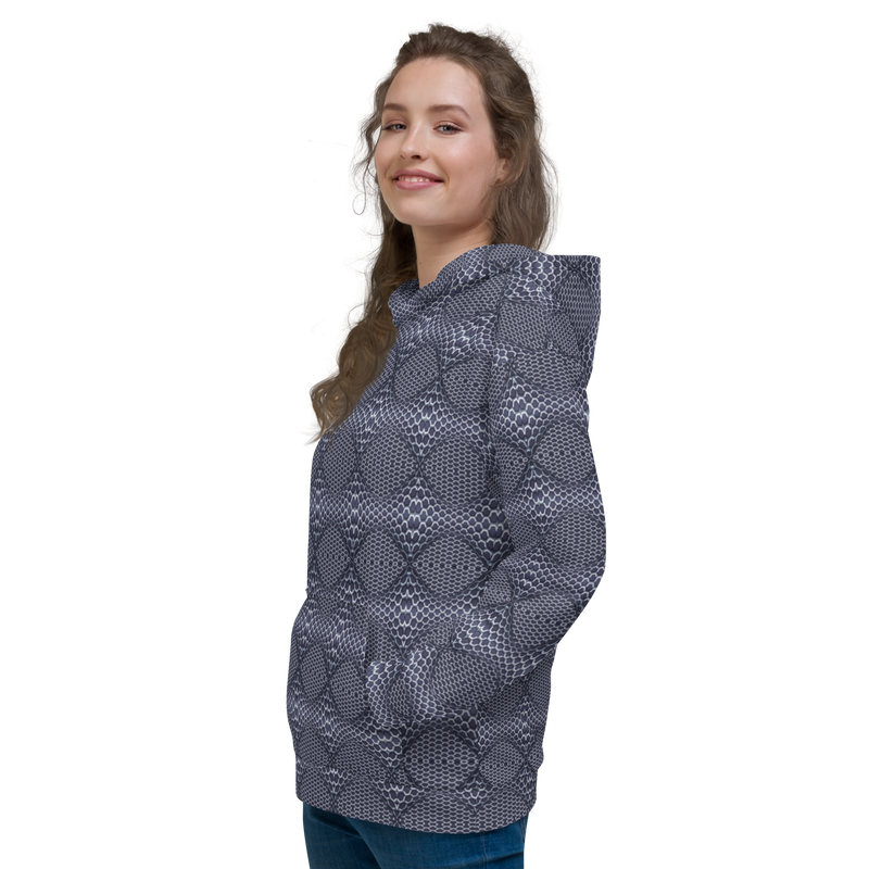 Product name: Recursia Illusions Game Women's Hoodie In Blue. Keywords: Athlesisure Wear, Clothing, Women's Hoodie, Women's Tops, Print: llusions Game