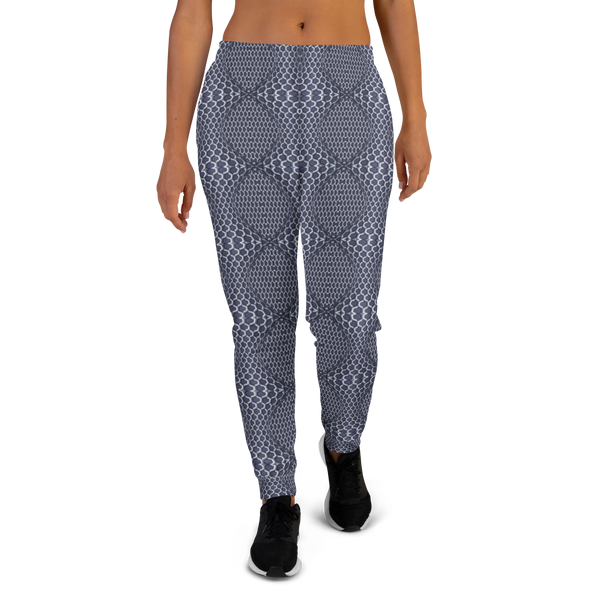 Product name: Recursia Illusions Game Women's Joggers In Blue. Keywords: Athlesisure Wear, Clothing, Women's Bottoms, Women's Joggers, Print: llusions Game