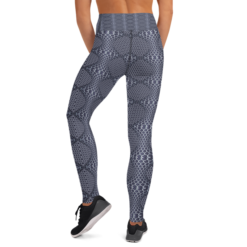 Product name: Recursia Illusions Game Yoga Leggings In Blue. Keywords: Athlesisure Wear, Clothing, Women's Clothing, Yoga Leggings, Print: llusions Game
