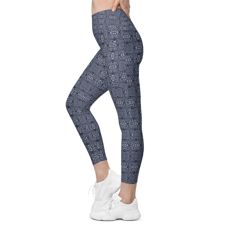 Product name: Recursia Indranet Leggings With Pockets In Blue. Keywords: Athlesisure Wear, Clothing, Print: Indranet, Leggings with Pockets, Women's Clothing
