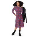 Product name: Recursia Indranet Long Sleeve Midi Dress. Keywords: Clothing, Print: Indranet, Long Sleeve Midi Dress, Women's Clothing